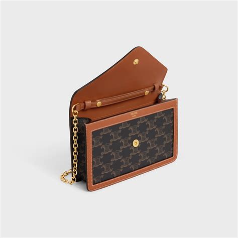 celine wallet on chain triomphe canvas|Celine triomphe wallet on chain.